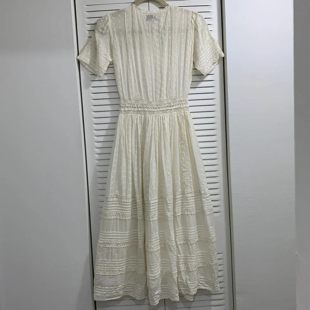 Urban Outfitters Victoria Midi Dress Ivory Size Small - Picture 8 of 13